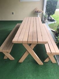 picnic table and benches