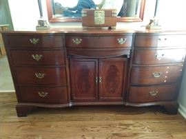 9-drawer/2 door mahogany dresser, with matching wall mirror, by Lexington Furniture, "The Palmer House Collection".