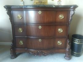 Bernhardt 3-drawer chest, with green marble top.