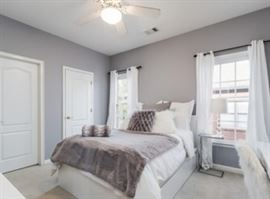 Queen size bed by IKEA. Yes, there's a 16-year old living in this room - don't hate, it's all they know... ;-)