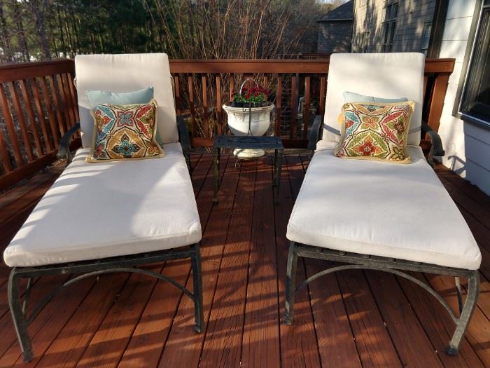 Pair of chaise lounges, by Cast Classics.