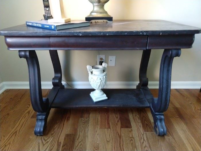 Antique mahogany library table.