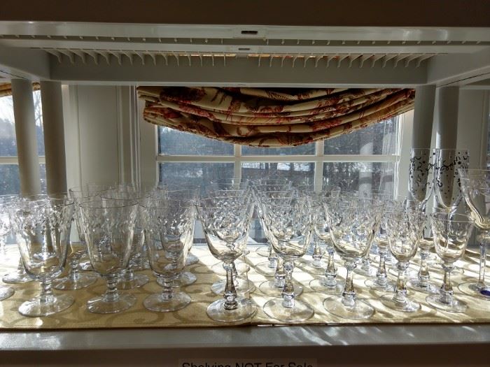 Entire set of wheel-cut crystal stemware.