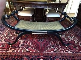 Vintage Venetian style wood and cane Baker settee.