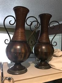 Large metal decor urns