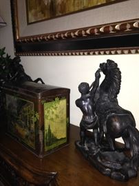 One of two man/horse statues