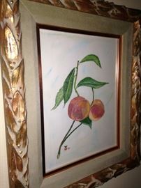 Framed peaches - original art by the late Tylerite Peaches Brookshire