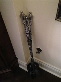 Nickel fireplace tools