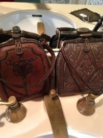 Small tooled leather vintage purses