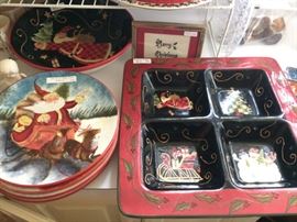 Darling Christmas plates and divided dish