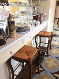 Rush seat bar stools