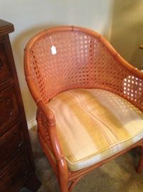 Bamboo style chair with cane barrel back