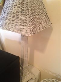 White wicker lamp