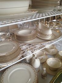 Large selection of Franciscan "Beverly" gold rim china
