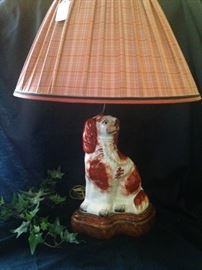 Charming Staffordshire dog lamp