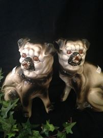 Adorable antique pair of pugs