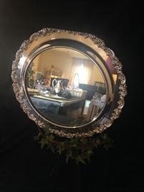 Silver plate framed mirror