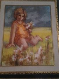 Framed art of a little girl