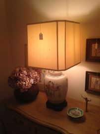 One of two Asian-influence lamp by Frederick Cooper