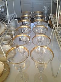 Gold rim stemware