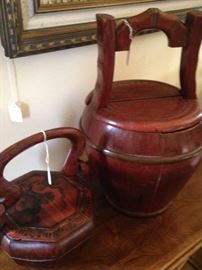 Antique Chinese rice buckets