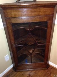 Antique English oak corner cabinet from 1800's