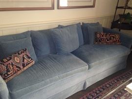 Extra long pale blue sofa