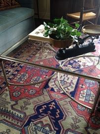 Metal square table with glass top