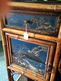 Incredible detailing on the burnt bamboo shelf