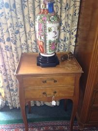 Small side table and Asian style lamp