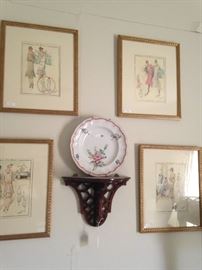 Framed fashion; wall shelf; very old plate