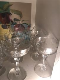 #17	Tiffany "Delores" Pattern Crystal  - set of 8 ice tea	 $50.00 
#18	Tiffany "Delores" Pattern Crystal  - set of 8 wine glasses	 $50.00 
#19	Tiffany "Delores" Pattern Crystal Champagne set of 8 Glasses	 $50.00 
#20	Tiffany "Delores" Pattern Crystal Sherbert 7 glasses	 $40.00 
#21	Tiffany "Delores" Pattern 8 crystal Plates	 $10.00 

