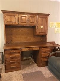 #50	Oak Wood Desk w/armoire w/4 drawers & Door lighted 62x26x30-70	 $175.00 

