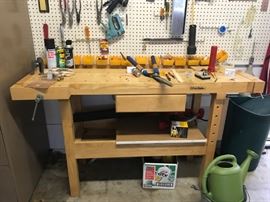 #61	WhiteGate Wooden Work Bench Wood  20x58x34  w/2 vices on sides	 $65.00 
