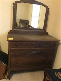 #84	Antique 4 drawer Chest w/Mirror  42x20x36  Mirror  41x30	 $300.00 
