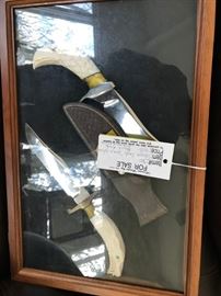#30	 both Dragon and Eagle Sperm Whale tooth  Bowie Knife handcarved by Norman Levine in case 	$900 