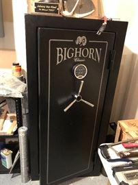 big horn  fire proof-  large gun safe- w/ combo- you move it-** sat pick up we will have to clear space to get it out   mint condition