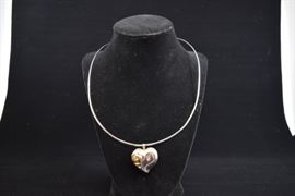 Sterling Cuff Necklace with Gorham Sterling Heart Pendant https://ctbids.com/#!/description/share/101319