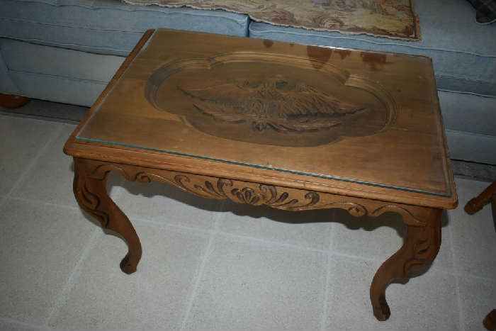 CARVED WOOD COFFEE TABLE