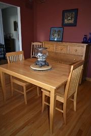 WOOD DINING TABLE W/2 CHAIRS