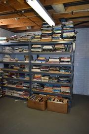 METAL SHELVES, BOOKS