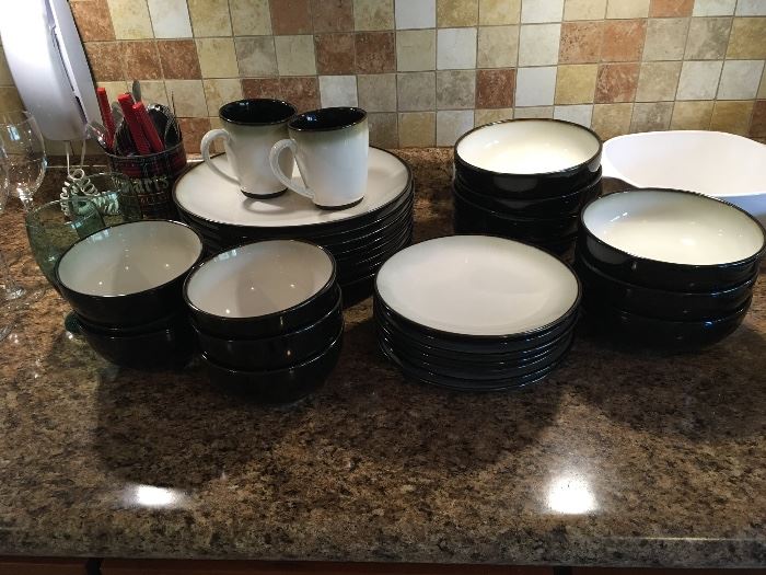 Set of black and white China made by Sango.