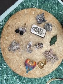 Variety of Sterling Jewelry, Button Covers & Money Clips