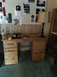 Small Oak Desk with 6 drawers