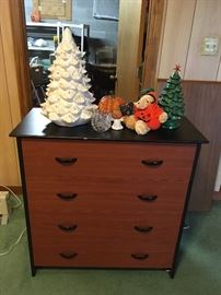 4-drawer two-color Dresser with some seasonal Decor