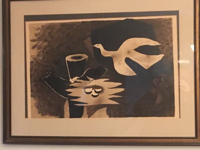 "Bird Returning to the Nest" 1956 Lithograph by Georges Braque (plate signed)