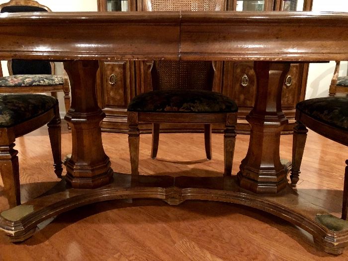 Double Pedestal Table 6' by 44", Two (2) 18" Extensions