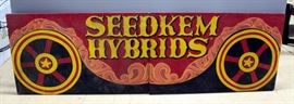 Seedkem Hybrids Hand Painted Two-Panel Wood Seed Sign, Seedkem Headquarters Evansville, IN 30"H x 96"L