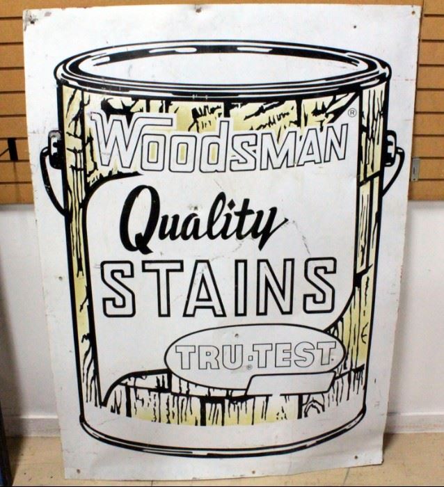 Woodsman Quality Stains Tru-Test Enamel Advertising Sign 65.5"H x 48"W