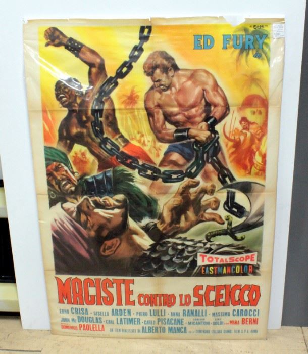 1963 Maciste Contro Lo Sceicco With Ed Fury, Per La Compagnia Italiana Grandi Film SPA Roma Movie Original Poster 54.5"H x 39.5"W